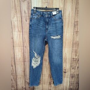 Topshop Blue Distressed Boyfriend Jeans